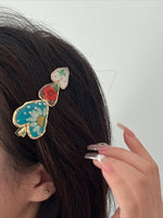 Load image into Gallery viewer, Enamel Vintage Flower Pearl Heart Hair Clip N6A181