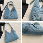 Load image into Gallery viewer, Women's Large Denim Tote Shoulder Handbag N6J201