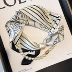 Load image into Gallery viewer, Womens Pearl Magnetic Clasp Floral Skinny Scarf N6K262