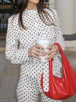 Load image into Gallery viewer, Polka Dot Tie Neck Set Women N6D127