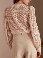 Load image into Gallery viewer, Elegant Floral Lace Blouse Women Round Neck N6C092