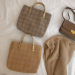 Load image into Gallery viewer, Plaid Handheld Tote Bag Women Thickened Leather S5P660