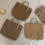 Load image into Gallery viewer, Plaid Handheld Tote Bag Women Thickened Leather S5P660