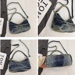 Load image into Gallery viewer, Women's Washed Gradient Denim Dumpling Shoulder Bag N6J202