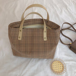 Load image into Gallery viewer, Plaid Handheld Tote Bag Women Thickened Leather S5P660