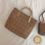 Load image into Gallery viewer, Plaid Handheld Tote Bag Women Thickened Leather S5P660