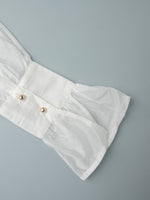 Load image into Gallery viewer, French Satin Flounce Sleeve Lightweight Blouse Women N6D037