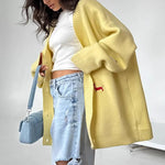 Load image into Gallery viewer, Dachshund Embroidered Cardigan Women V Neck N5A827