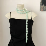 Load image into Gallery viewer, Vintage Handknit Rose Scarf Necklace Poly Narrow M5A324