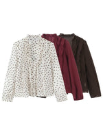 Load image into Gallery viewer, Elegant Relaxed V Neck Long Sleeve Polka Dot Blouse N6A180