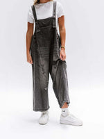 Load image into Gallery viewer, Vintage Distressed Wide Leg Denim Overalls Women N6D150