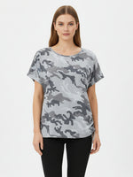 Load image into Gallery viewer, Camouflage Print Round Neck T Shirt Women N6B094