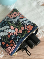 Load image into Gallery viewer, Handmade Embroidered Cotton Linen Square Pouch N6B109