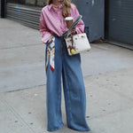 Load image into Gallery viewer, High Waisted Straight Leg Jeans Floor Length Denim N6A134