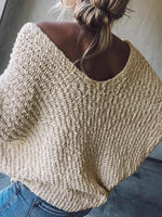 Load image into Gallery viewer, Deep V Neck Lace Knit Sweater Long Sleeve Women N6B035