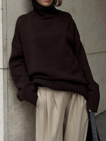 Load image into Gallery viewer, Solid High Neck Knit Sweater Women Multiple Colors N5A601