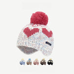 Load image into Gallery viewer, Color Block Heart Pom Knit Beanie Women M5A311
