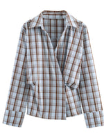Load image into Gallery viewer, Single Button Plaid Long Sleeve Shirt N6A168