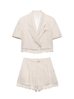 Load image into Gallery viewer, Solid Lace Short Blazer Set Women Casual N6F186