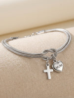 Load image into Gallery viewer, MUM Heart Cross Link Bracelet Women N6D525