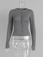 Load image into Gallery viewer, Slim Fit Viscose Long Sleeve Knit Cardigan Solid Basic Top N6G127