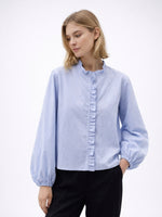 Load image into Gallery viewer, Ruffle Detail Poplin Crop Shirt Women N6C103
