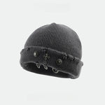Load image into Gallery viewer, Vintage Cross Ring Hole Knit Beanie Women N6H216