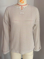 Load image into Gallery viewer, Striped Waffle Knit Top Women Casual T-Shirt N6A203