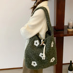 Load image into Gallery viewer, Women's Plush Floral Embroidered Tote Bag N6J218