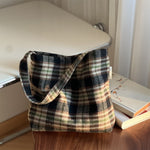 Load image into Gallery viewer, Plaid Tweed Shoulder Bag Women Vintage Large S5P646