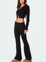Load image into Gallery viewer, Hooded Zip-Up Sweatshirt and Pants Set Women N6D078