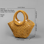 Load image into Gallery viewer, Hand Woven Maple Bead Crescent Bag Drawstring Closure S5P384