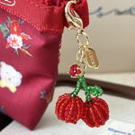 Load image into Gallery viewer, Handmade Cherry Bead Coin Purse Charm N6D045