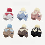 Load image into Gallery viewer, Color Block Heart Pom Knit Beanie Women M5A311