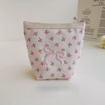 Load image into Gallery viewer, Floral Bow Embroidered Cosmetic Pouch Cotton Nylon S5P287