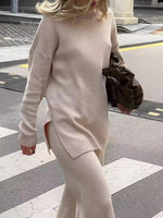 Load image into Gallery viewer, Side Slit Relaxed Knit Sweater Women Multiple Colors N5A536