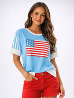 Load image into Gallery viewer, Flag Print Pullover T-shirt Women N6C361