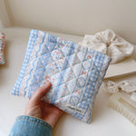 Load image into Gallery viewer, Quilted Check Print Pouch Cotton Canvas Horizontal S5P353