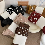 Load image into Gallery viewer, Pearl Rivet Beaded Rabbit Wool Blend Stack Socks N6H036
