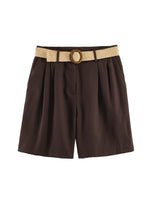 Load image into Gallery viewer, Belted Straight Leg Casual Shorts Women N6F014