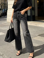 Load image into Gallery viewer, Relaxed Wide Leg Straight Fit Denim Jeans Women N6D162