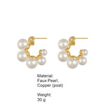 Load image into Gallery viewer, C-Shaped 5 Faux Pearl Stud Earrings Women Vintage N6H163