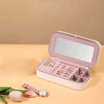 Load image into Gallery viewer, Striped Metal Zipper Jewelry Box Leather Travel Case N6G082