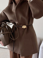 Load image into Gallery viewer, Brown Tailored Wool Blend Womens Coat N5A482