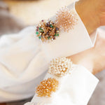 Load image into Gallery viewer, Crystal Turtle Shirt Cuff Cover No-Sew Button N6G120