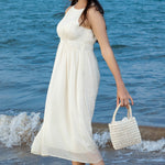 Load image into Gallery viewer, Handwoven Color Block Wood Bead Bag Beach Women S5P966