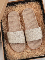 Load image into Gallery viewer, Woven Linen House Slippers Women N6C227