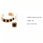 Load image into Gallery viewer, Ellipse Ring Bracelet Set Steel Gold Plated Vintage S5P178