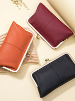 Load image into Gallery viewer, Genuine Leather Long Clutch with Snap Closure N6B198