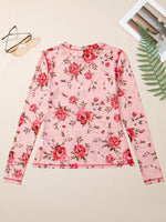 Load image into Gallery viewer, Floral Print Round Neck Long Sleeve Top Women Pink N6B089